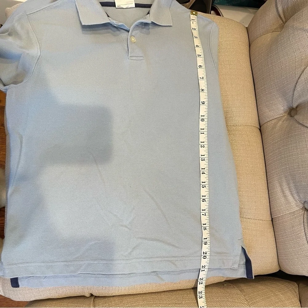 Hanna Andersson Polo Long sleeve Shirt Sz 10 Light Blue Top 100% Organic Cotton